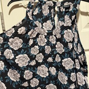 Torrid Black and Blue Floral Halter Top